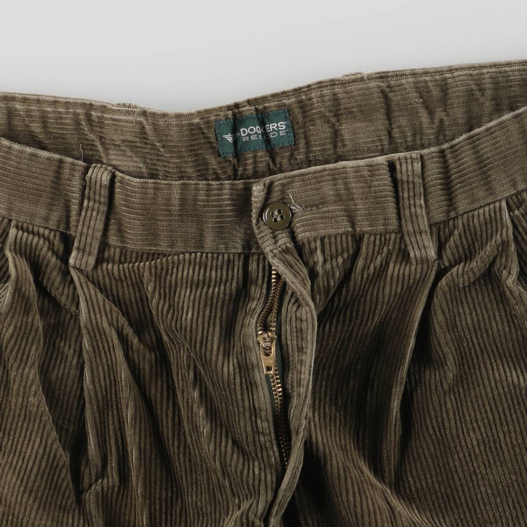 2000'S Dockers Recode Two-Pleated Corduroy Pants, Men's, Size W35 cotton Khaki type Vintage Second Hand