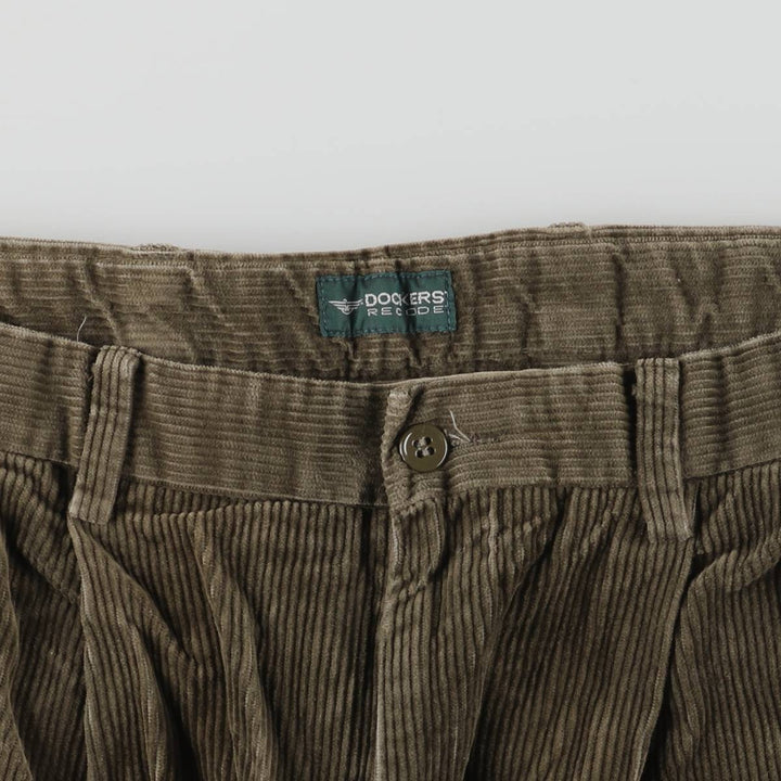 2000'S Dockers Recode Two-Pleated Corduroy Pants, Men's, Size W35 cotton Khaki type Vintage Second Hand