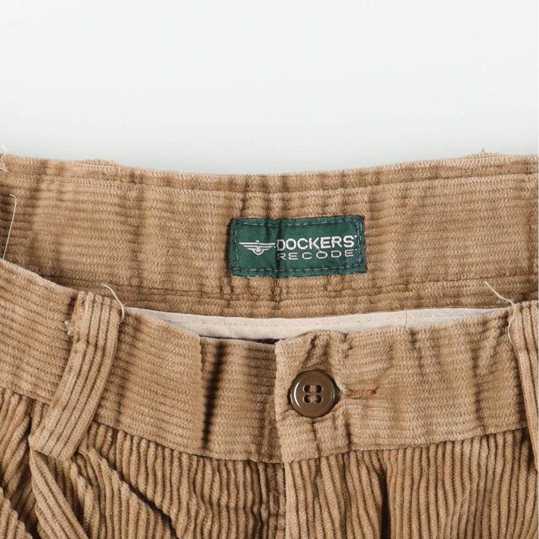 2000'S Dockers Recode Two-Pleated Corduroy Pants, Men's, Size W33 cotton Beige type Vintage Second Hand