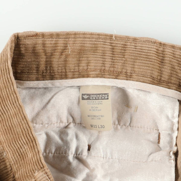 2000'S Dockers Recode Two-Pleated Corduroy Pants, Men's, Size W33 cotton Beige type Vintage Second Hand
