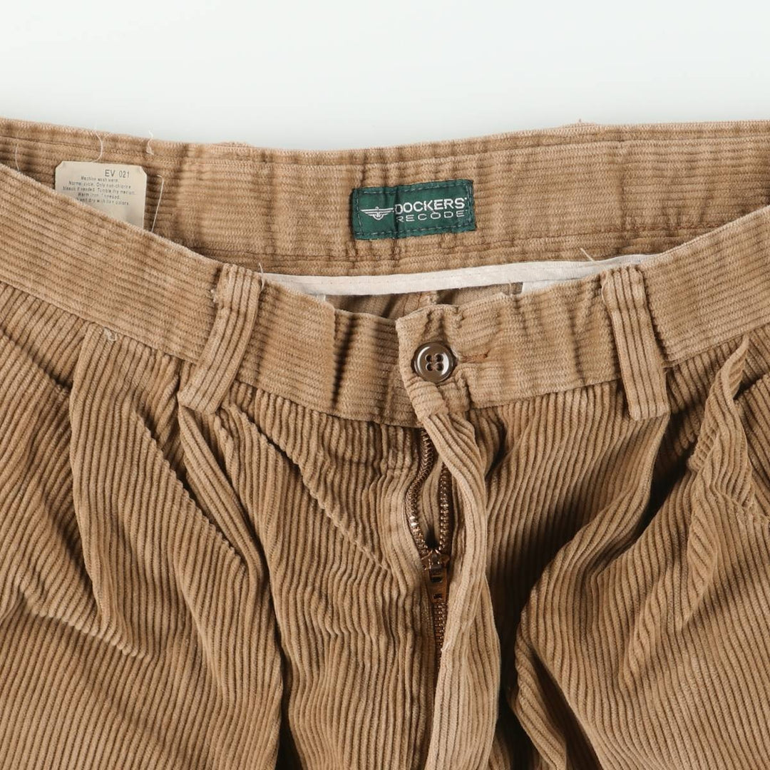 2000'S Dockers Recode Two-Pleated Corduroy Pants, Men's, Size W33 cotton Beige type Vintage Second Hand