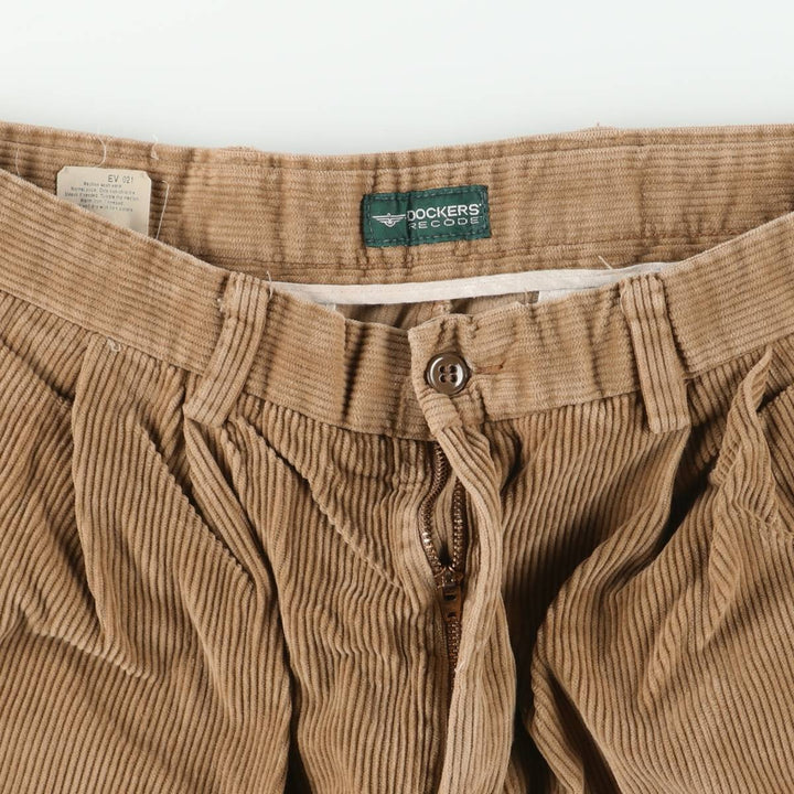 2000'S Dockers Recode Two-Pleated Corduroy Pants, Men's, Size W33 cotton Beige type Vintage Second Hand