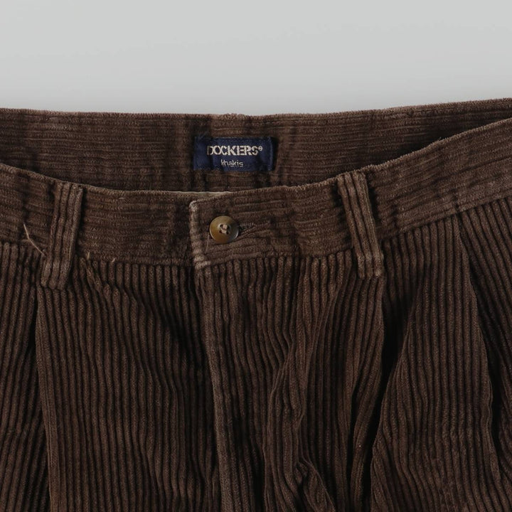 90'S Dockers Khakis Two-pleat Wide-Rib Corduroy Pants, Men's, Vintage, Size W34 cotton brown type Vintage Second Hand