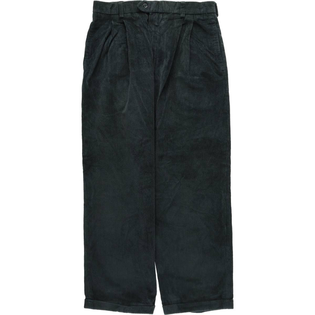 ROBERT CLIVE Two-pleat Corduroy Pants, Made in England, Men's, Size W34 cotton black type Vintage Second Hand