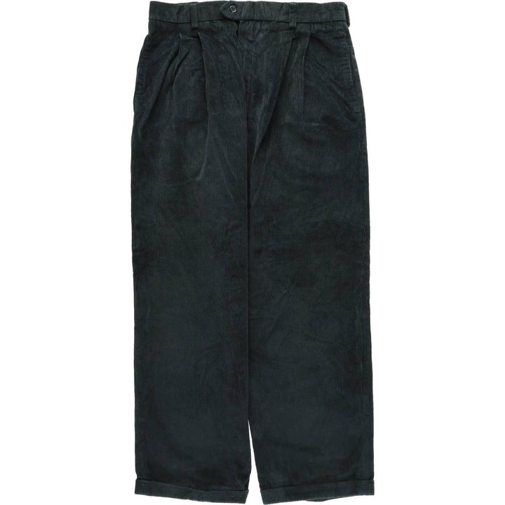 ROBERT CLIVE Two-pleat Corduroy Pants, Made in England, Men's, Size W34 cotton black type Vintage Second Hand