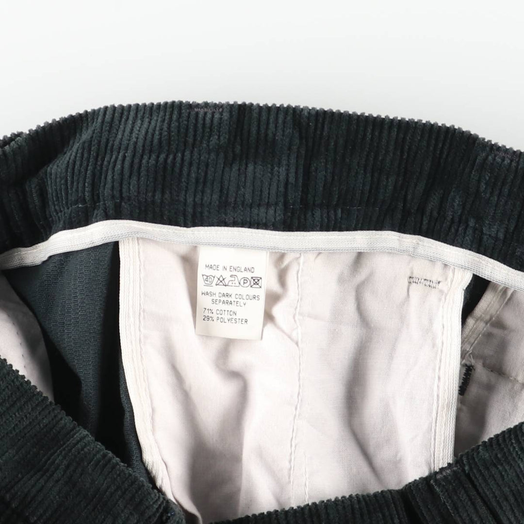 ROBERT CLIVE Two-pleat Corduroy Pants, Made in England, Men's, Size W34 cotton black type Vintage Second Hand