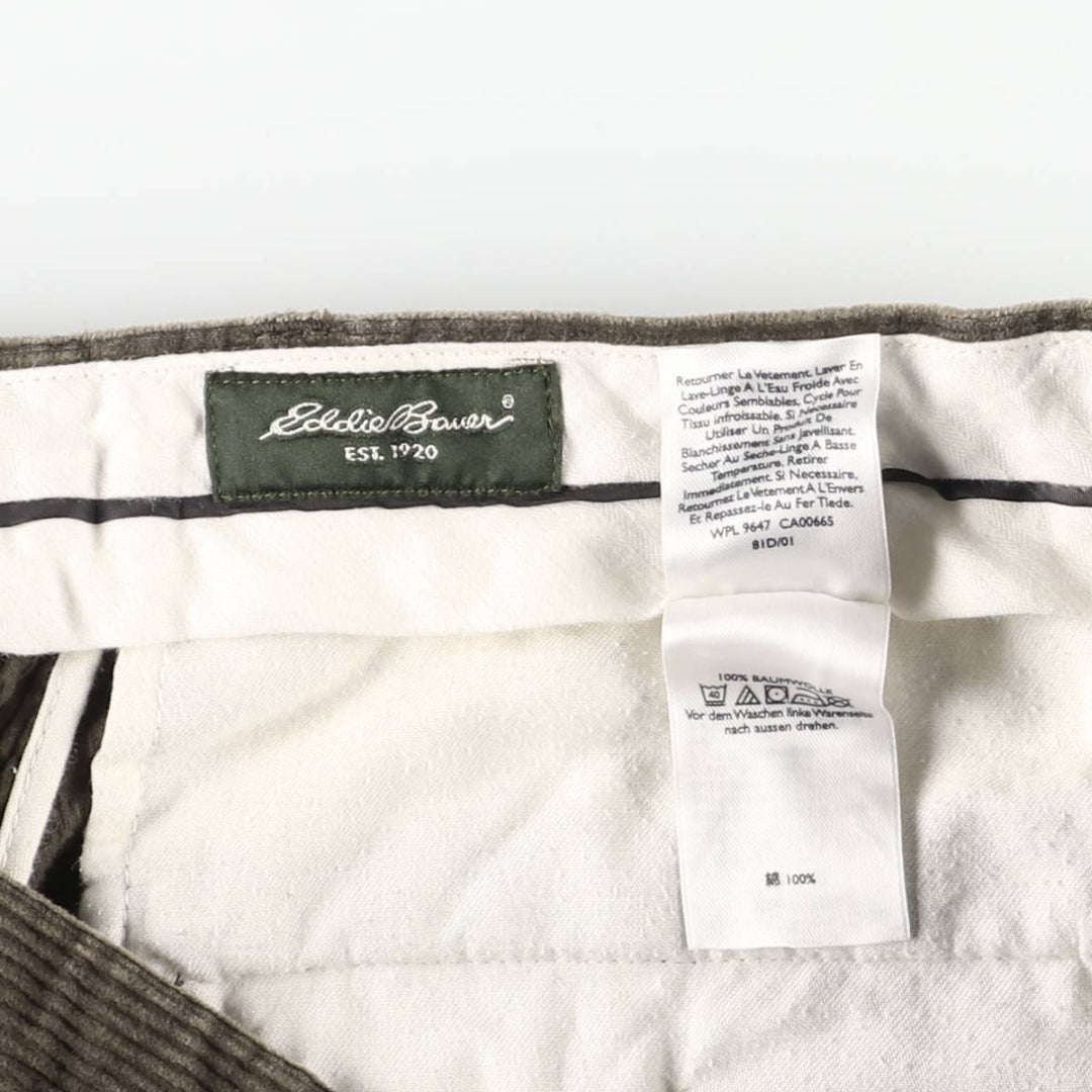 Eddie Bauer Two-pleat Corduroy Pants, Men's, Size W35 cotton brown type Vintage Second Hand