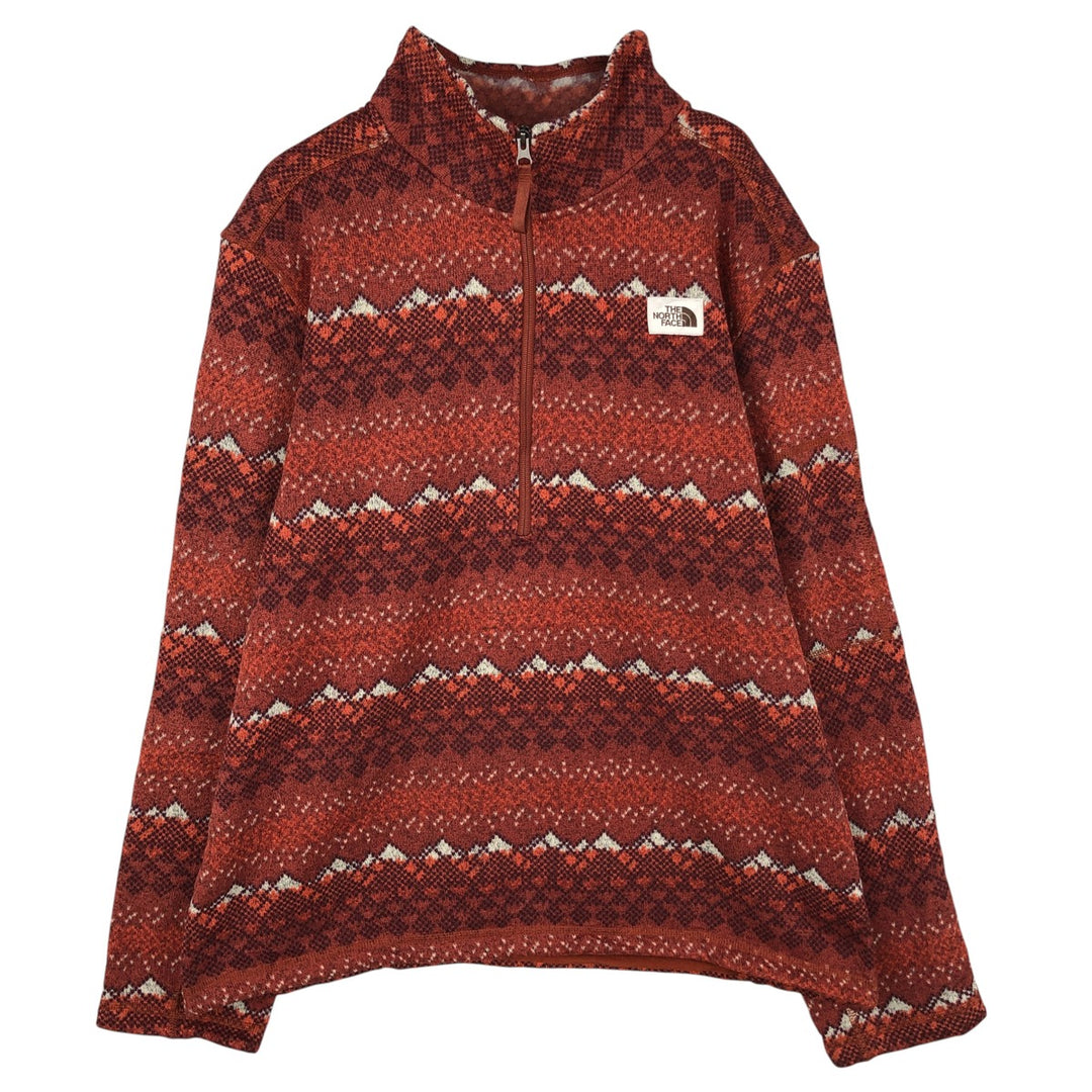 The North Face All-Over Print Half-Zip Fleece Pullover, Men's XL polyester red type reddish brown Vintage Second Hand