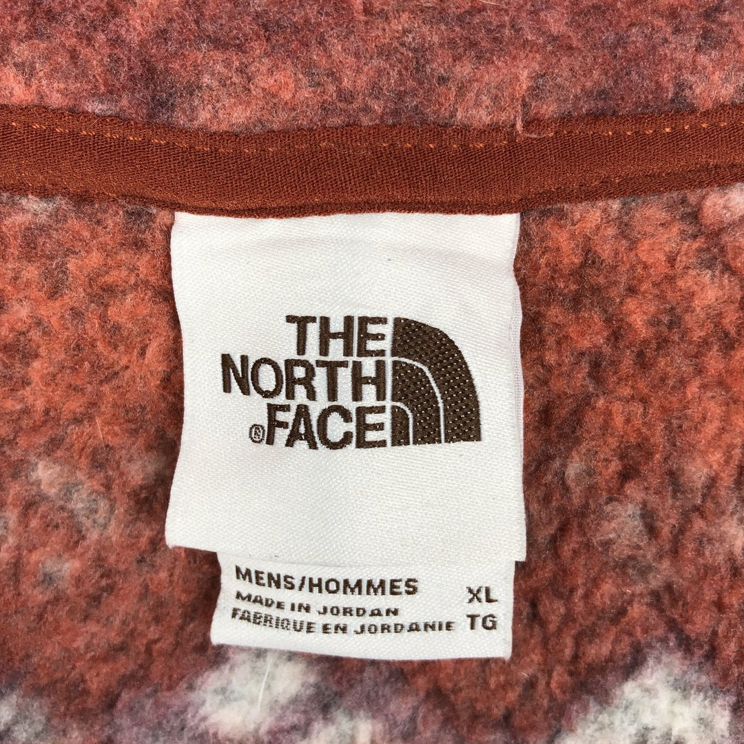 The North Face All-Over Print Half-Zip Fleece Pullover, Men's XL polyester red type reddish brown Vintage Second Hand