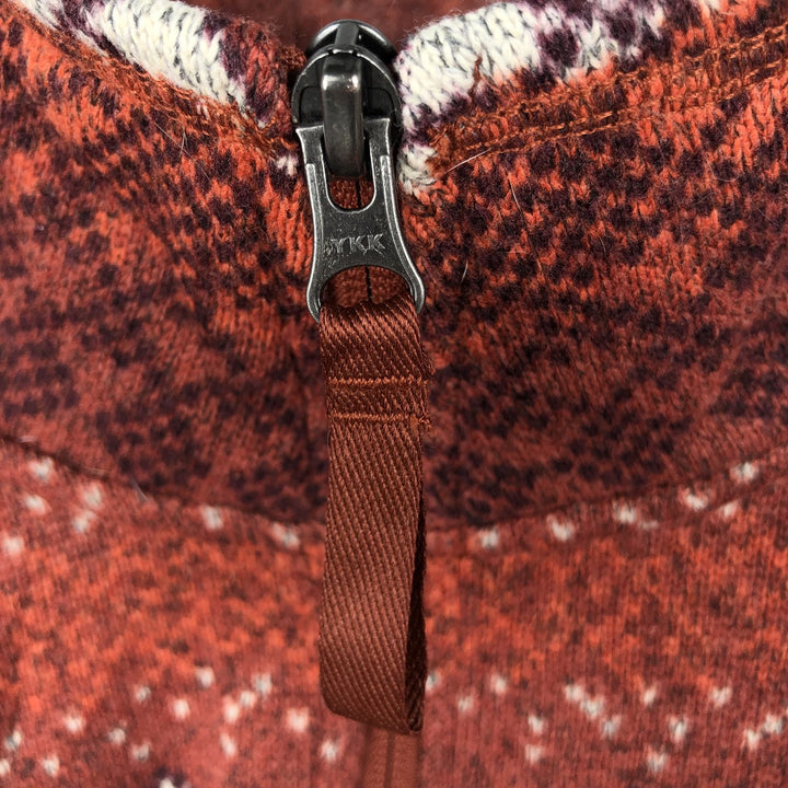 The North Face All-Over Print Half-Zip Fleece Pullover, Men's XL polyester red type reddish brown Vintage Second Hand