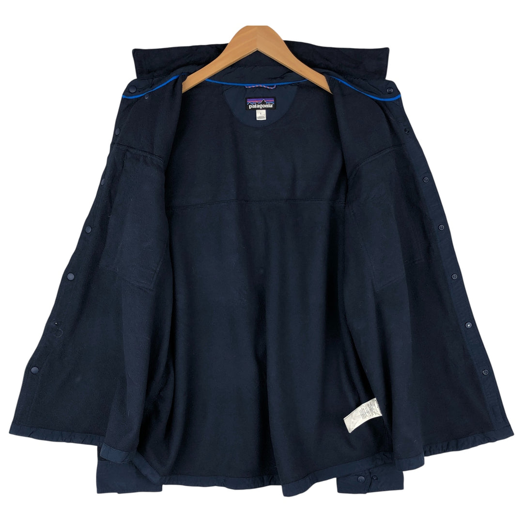 Patagonia Hidden Button-Down Long Sleeve Early Rise Snap Shirt 52225FA19 Long Sleeve Fleece Shirt Men's Size L polyester navy blue type Vintage Second Hand