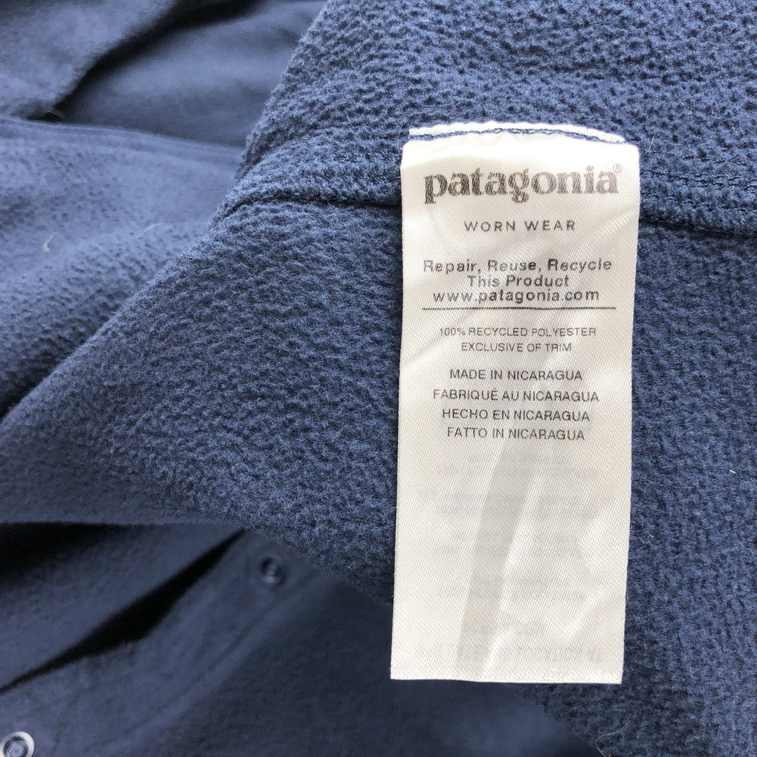 Patagonia Hidden Button-Down Long Sleeve Early Rise Snap Shirt 52225FA19 Long Sleeve Fleece Shirt Men's Size L polyester navy blue type Vintage Second Hand