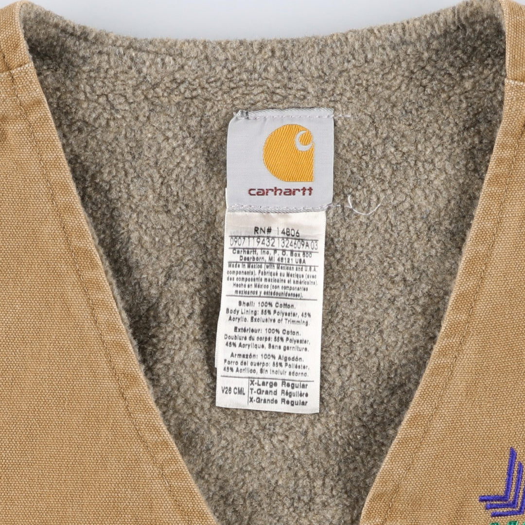 2000'S Carhartt Duck Vest, Men's XL cotton Camel type Vintage Second Hand