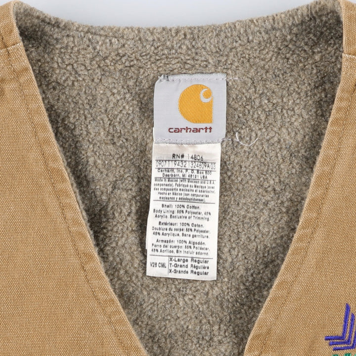 2000'S Carhartt Duck Vest, Men's XL cotton Camel type Vintage Second Hand