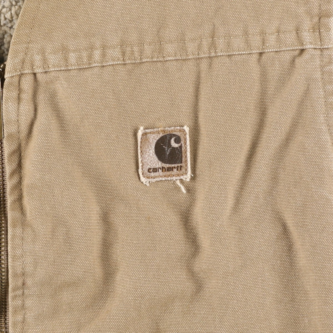 2000'S Carhartt Duck Vest, Made in USA, Men's XL cotton beige type brown Vintage Second Hand