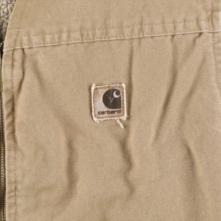 2000'S Carhartt Duck Vest, Made in USA, Men's XL cotton beige type brown Vintage Second Hand