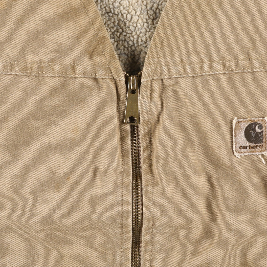 2000'S Carhartt Duck Vest, Made in USA, Men's XL cotton beige type brown Vintage Second Hand