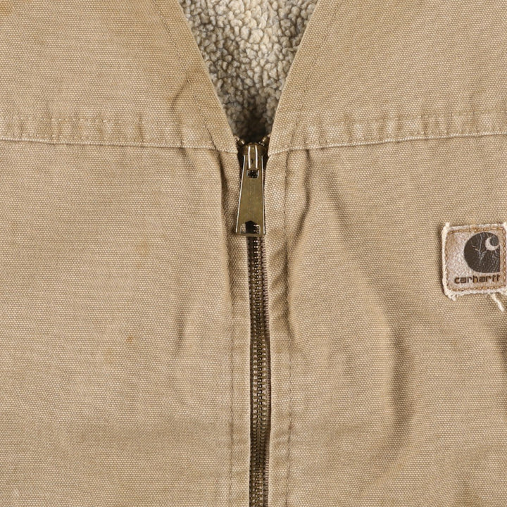 2000'S Carhartt Duck Vest, Made in USA, Men's XL cotton beige type brown Vintage Second Hand