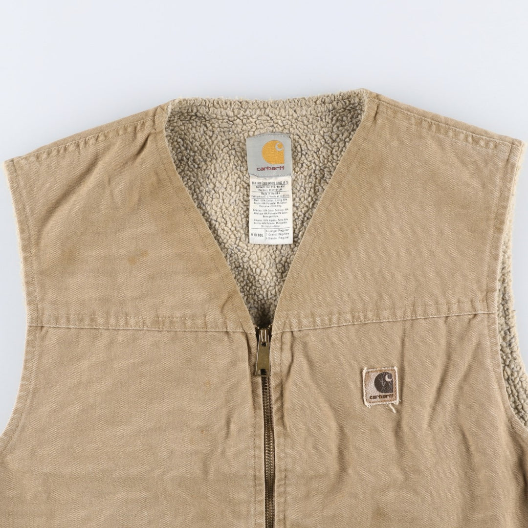 2000'S Carhartt Duck Vest, Made in USA, Men's XL cotton beige type brown Vintage Second Hand