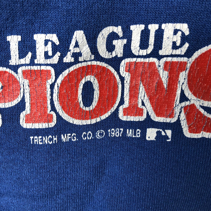 1980'S National Screenprint MLB Minnesota Twins Printed Sweatshirt, Made in USA, Men's Size Medium polyester blue type Vintage Second Hand