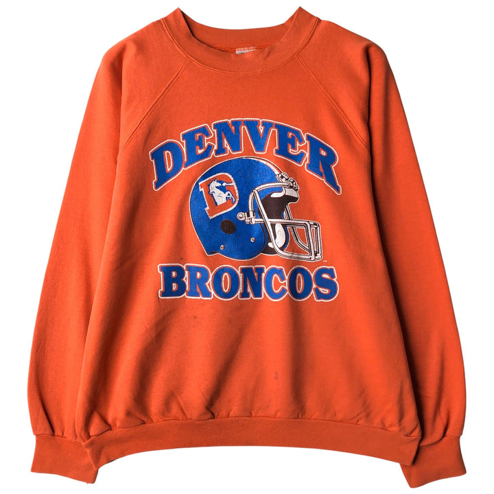 90'S TRENCH NFL DENVER BRONCOS Denver Broncos Print Sweatshirt, Made in USA, Men's Size L cotton orange type Vintage Second Hand