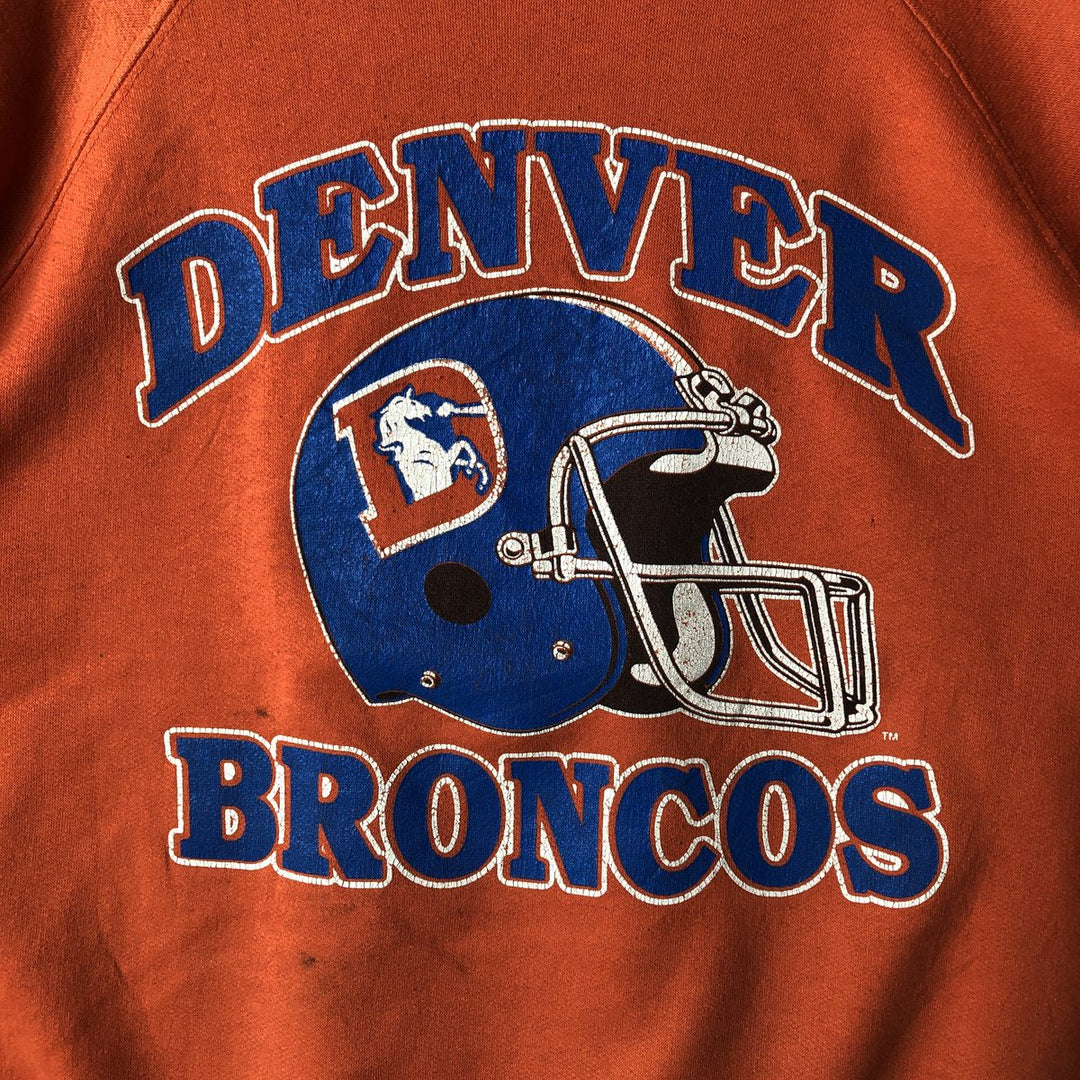 90'S TRENCH NFL DENVER BRONCOS Denver Broncos Print Sweatshirt, Made in USA, Men's Size L cotton orange type Vintage Second Hand