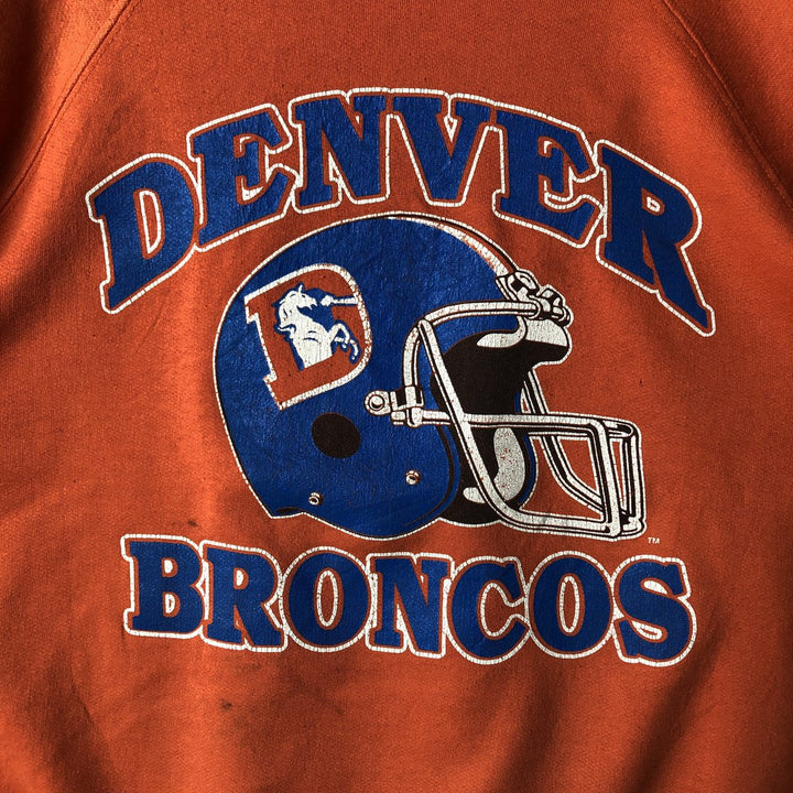90'S TRENCH NFL DENVER BRONCOS Denver Broncos Print Sweatshirt, Made in USA, Men's Size L cotton orange type Vintage Second Hand