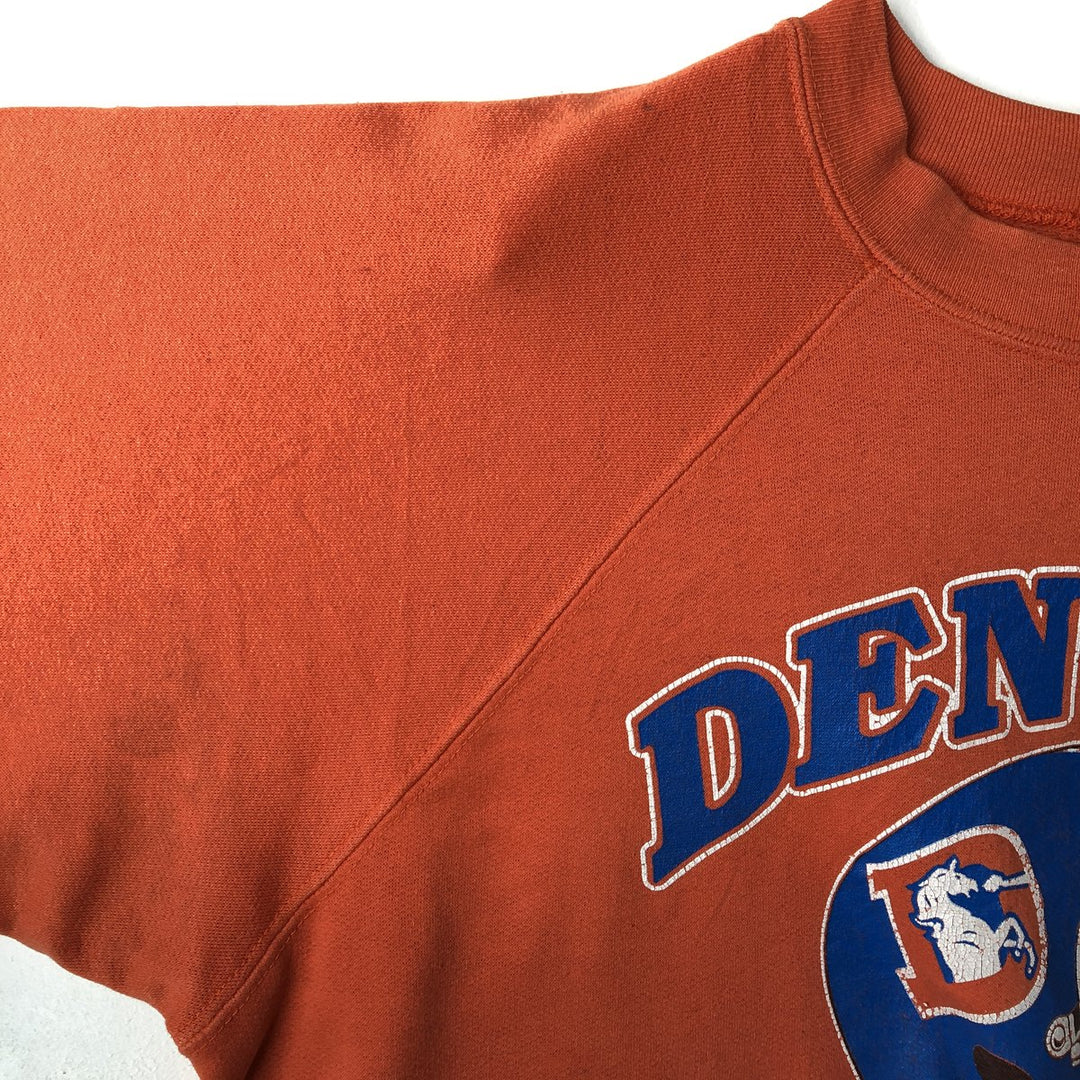 90'S TRENCH NFL DENVER BRONCOS Denver Broncos Print Sweatshirt, Made in USA, Men's Size L cotton orange type Vintage Second Hand