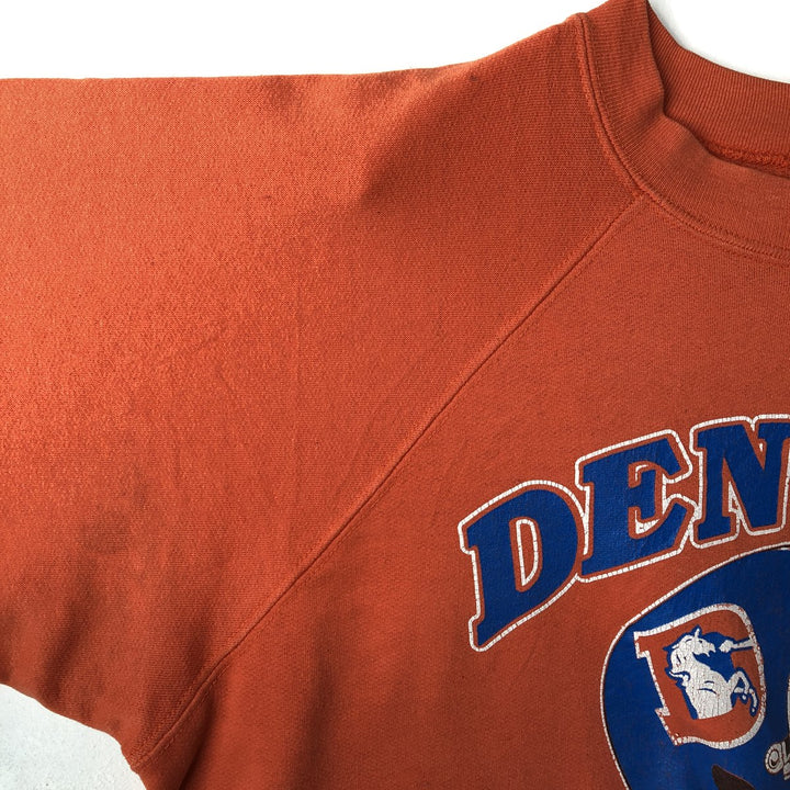 90'S TRENCH NFL DENVER BRONCOS Denver Broncos Print Sweatshirt, Made in USA, Men's Size L cotton orange type Vintage Second Hand