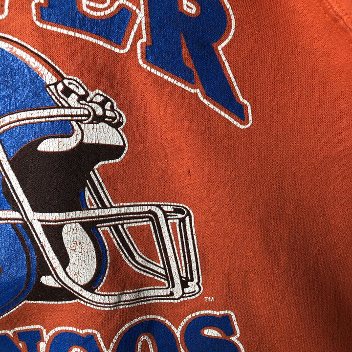 90'S TRENCH NFL DENVER BRONCOS Denver Broncos Print Sweatshirt, Made in USA, Men's Size L cotton orange type Vintage Second Hand