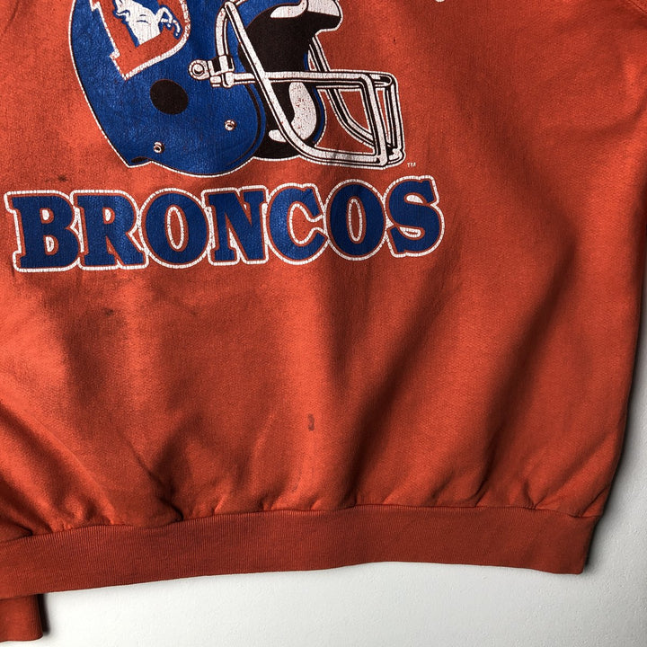 90'S TRENCH NFL DENVER BRONCOS Denver Broncos Print Sweatshirt, Made in USA, Men's Size L cotton orange type Vintage Second Hand