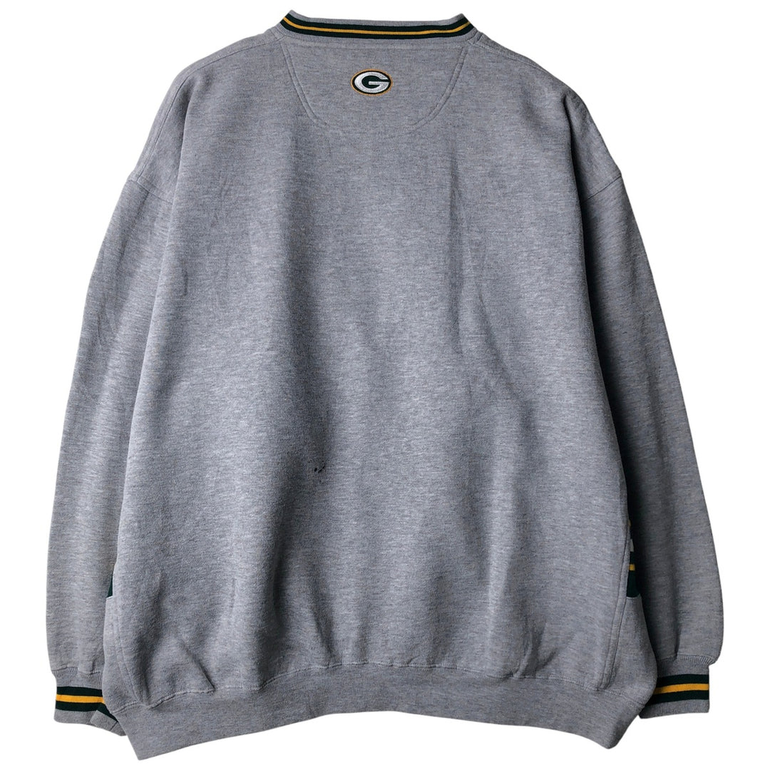 Lee NFL Green Bay Packers V-neck sweatshirt, men's size XXL polyester gray type Vintage Second Hand