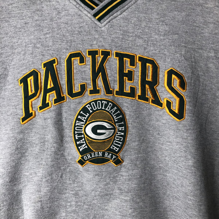 Lee NFL Green Bay Packers V-neck sweatshirt, men's size XXL polyester gray type Vintage Second Hand