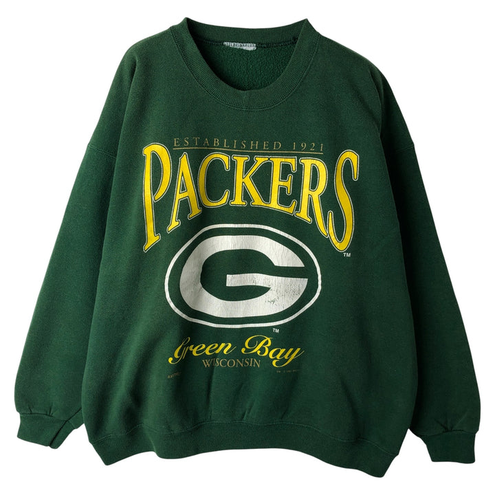 Vintage 90'S NFL Green Bay Packers print sweatshirt, men's size XL unclear green type Vintage Second Hand