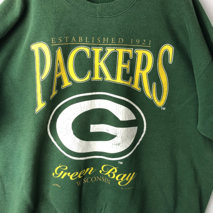 Vintage 90'S NFL Green Bay Packers print sweatshirt, men's size XL unclear green type Vintage Second Hand