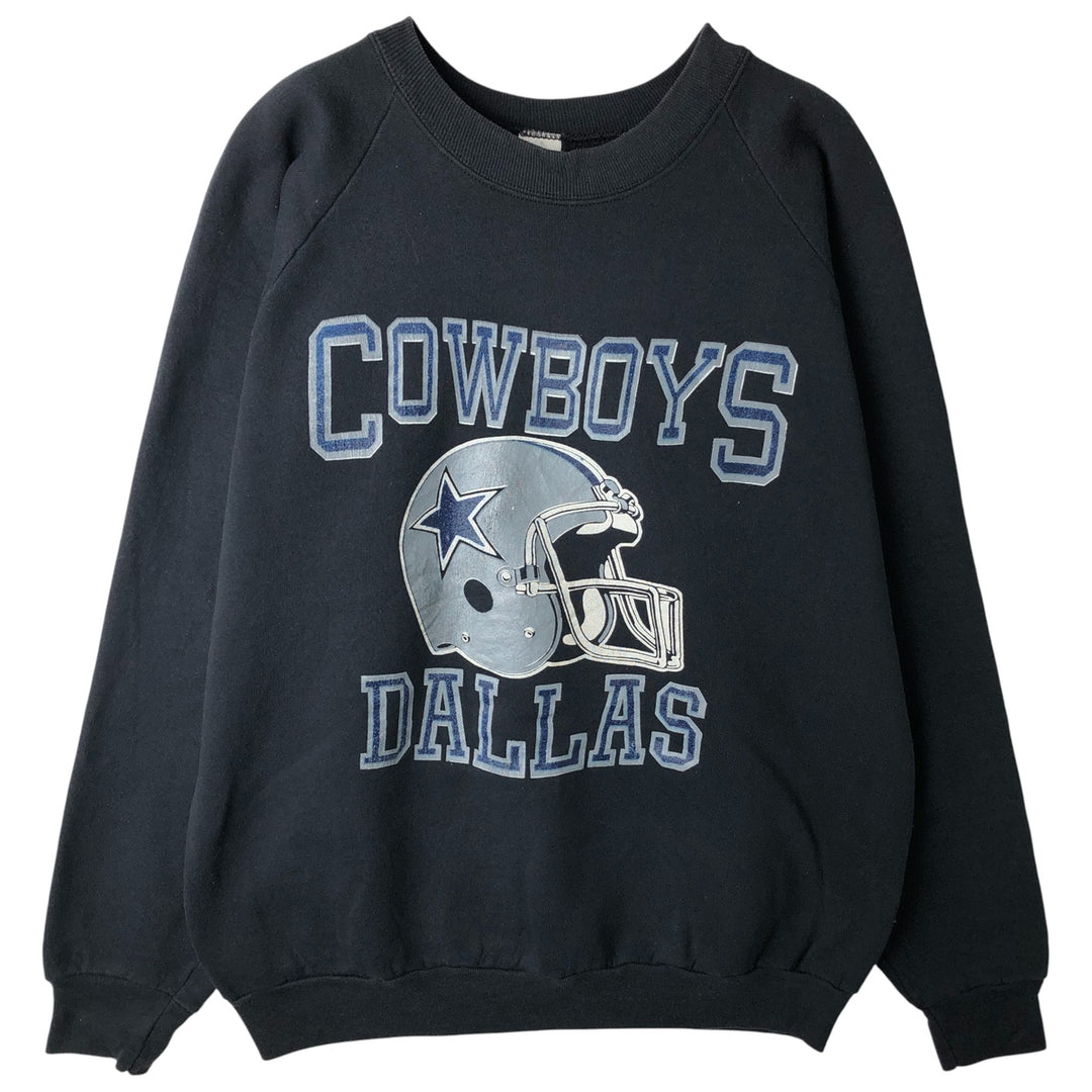 90'S Fruit of the Loom NFL Dallas Cowboys Print Sweatshirt, Made in USA, Men's Size XL cotton black type Vintage Second Hand
