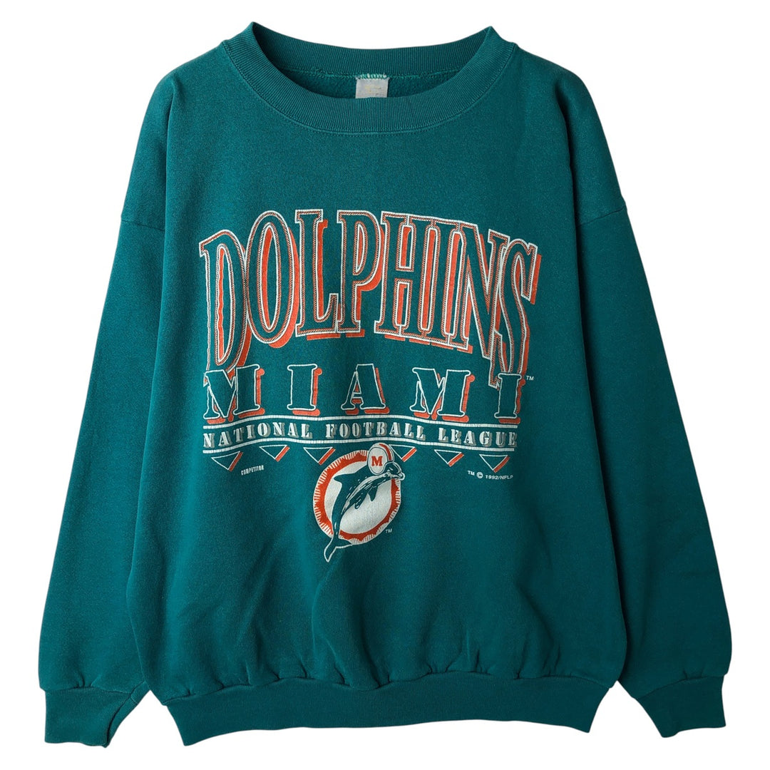 Vintage 90'S NFL Miami Dolphins print sweatshirt, size XL, men's unclear turquoise blue Vintage Second Hand