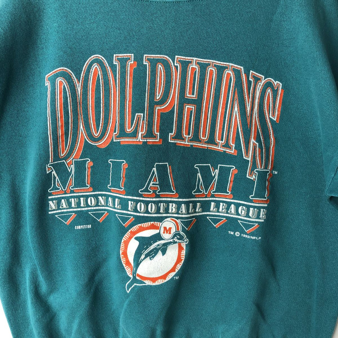 Vintage 90'S NFL Miami Dolphins print sweatshirt, size XL, men's unclear turquoise blue Vintage Second Hand