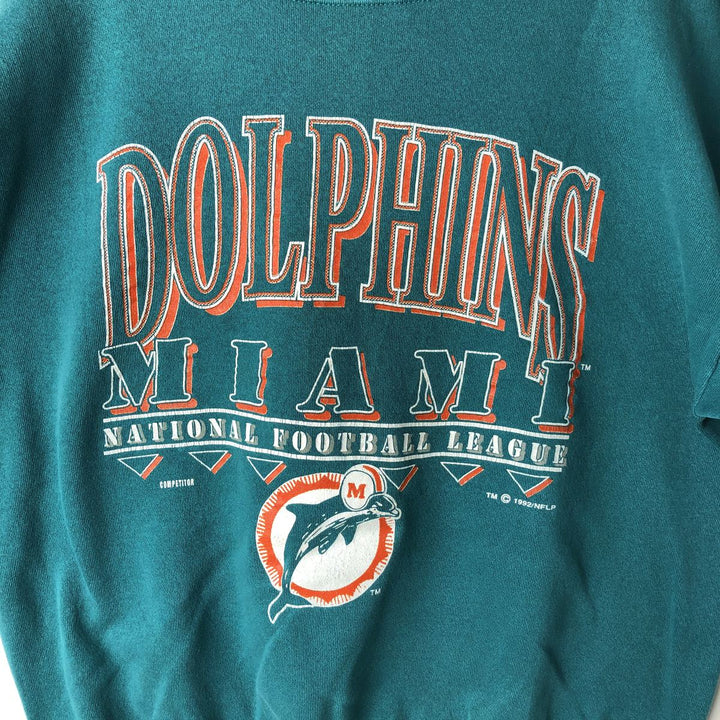Vintage 90'S NFL Miami Dolphins print sweatshirt, size XL, men's unclear turquoise blue Vintage Second Hand