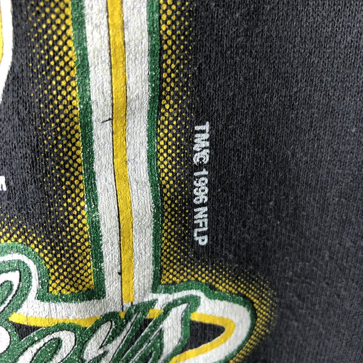 90'S Tartex Super Bowl NFL Green Bay Packers Print Sweatshirt, Men's XXL cotton black type Vintage Second Hand