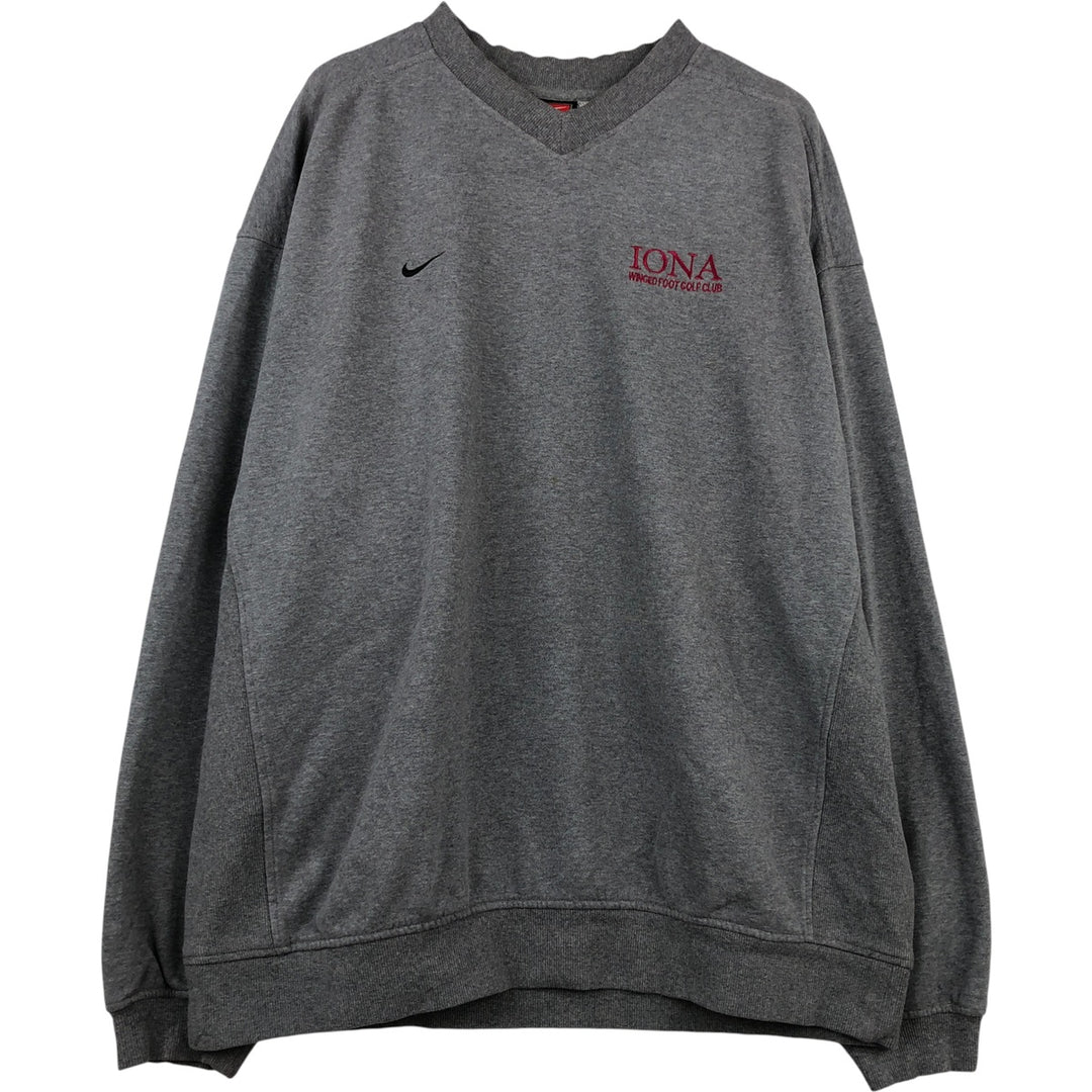 2000'S Nike Team V-neck sweatshirt with one-point logo, size XL, men's cotton gray type Vintage Second Hand