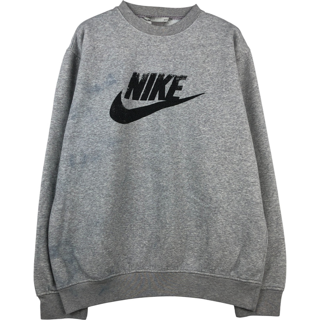 2000'S Nike logo sweatshirt, men's size L cotton gray type Vintage Second Hand
