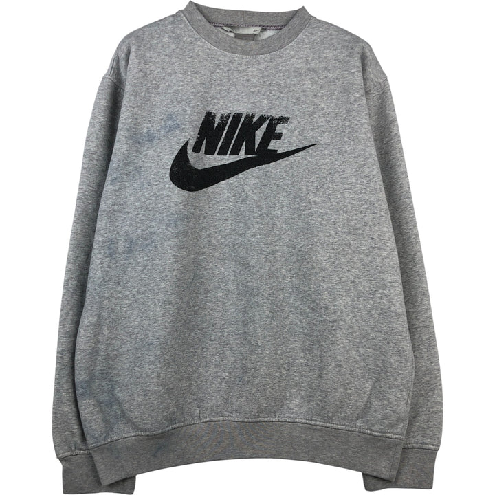2000'S Nike logo sweatshirt, men's size L cotton gray type Vintage Second Hand