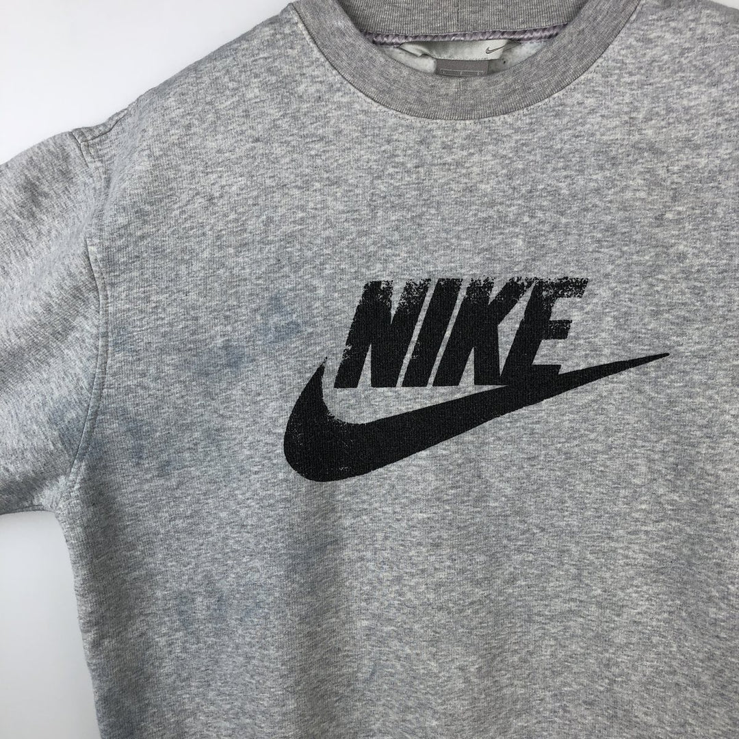 2000'S Nike logo sweatshirt, men's size L cotton gray type Vintage Second Hand