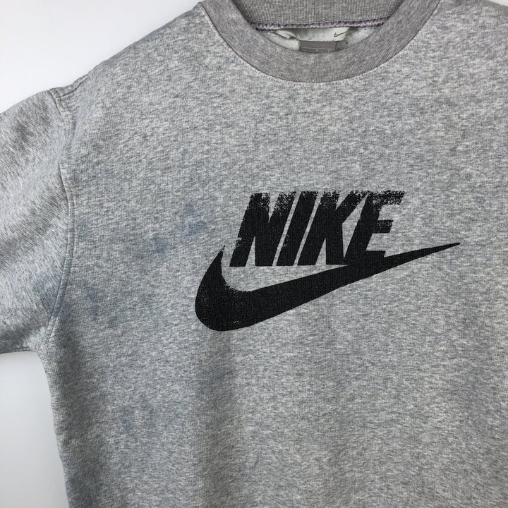 2000'S Nike logo sweatshirt, men's size L cotton gray type Vintage Second Hand