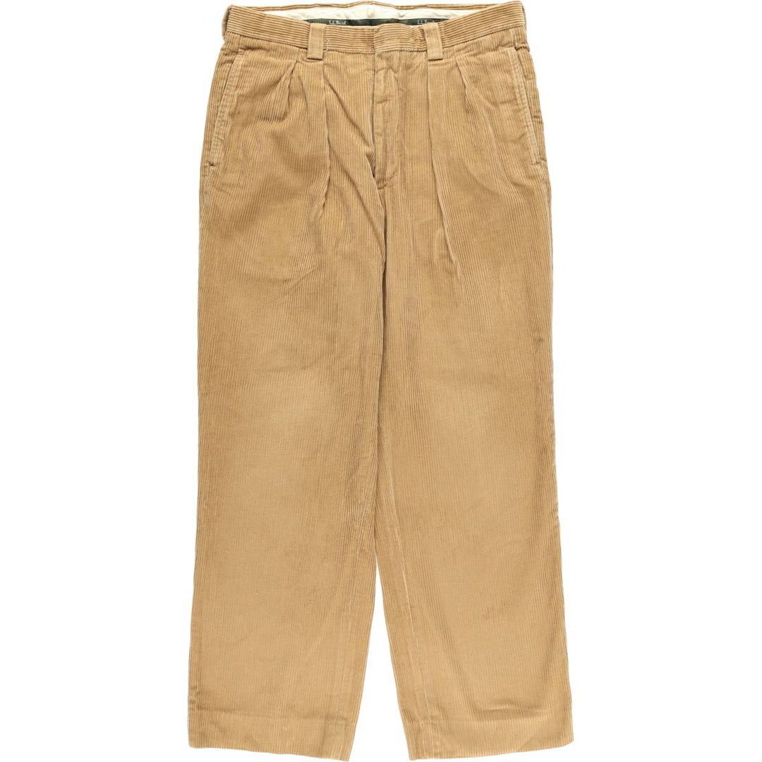 LLBean Two-pleat Corduroy Pants, Men's, Size W32 cotton brown type Vintage Second Hand