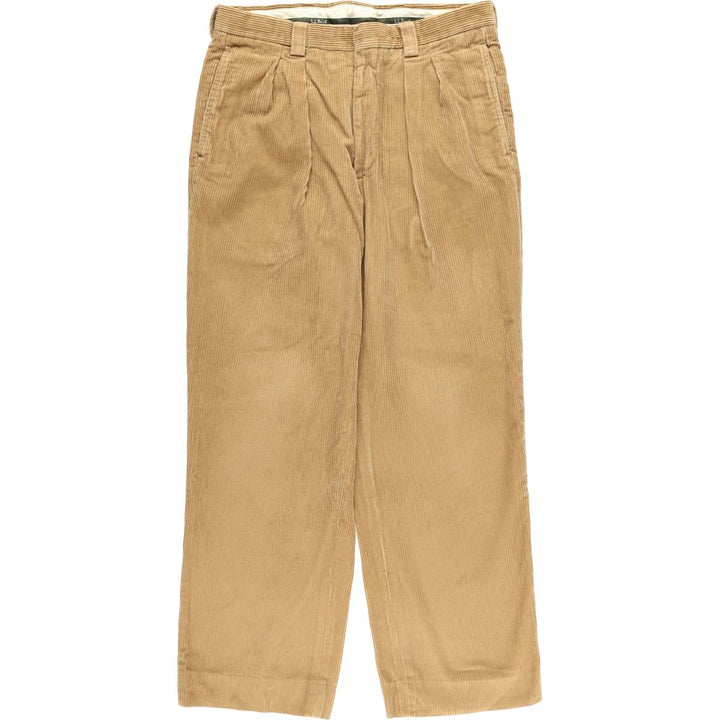 LLBean Two-pleat Corduroy Pants, Men's, Size W32 cotton brown type Vintage Second Hand
