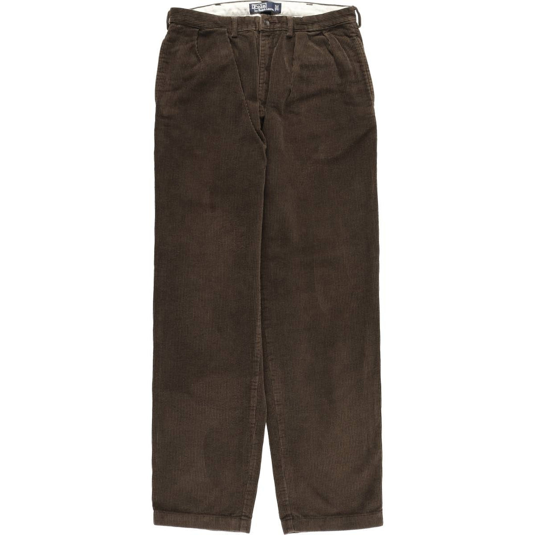 Ralph Lauren POLO by Ralph Lauren Two-pleat Corduroy Pants, Men's, Size W32 cotton brown type Vintage Second Hand