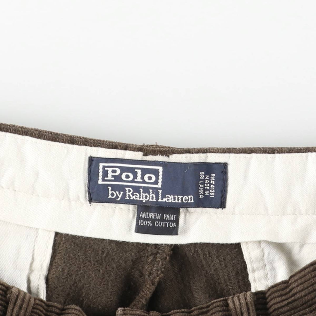 Ralph Lauren POLO by Ralph Lauren Two-pleat Corduroy Pants, Men's, Size W32 cotton brown type Vintage Second Hand