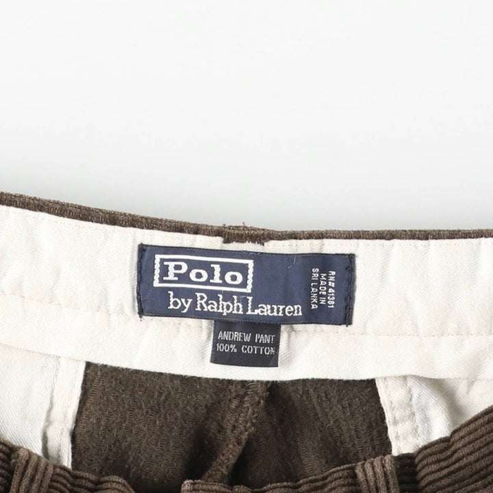 Ralph Lauren POLO by Ralph Lauren Two-pleat Corduroy Pants, Men's, Size W32 cotton brown type Vintage Second Hand